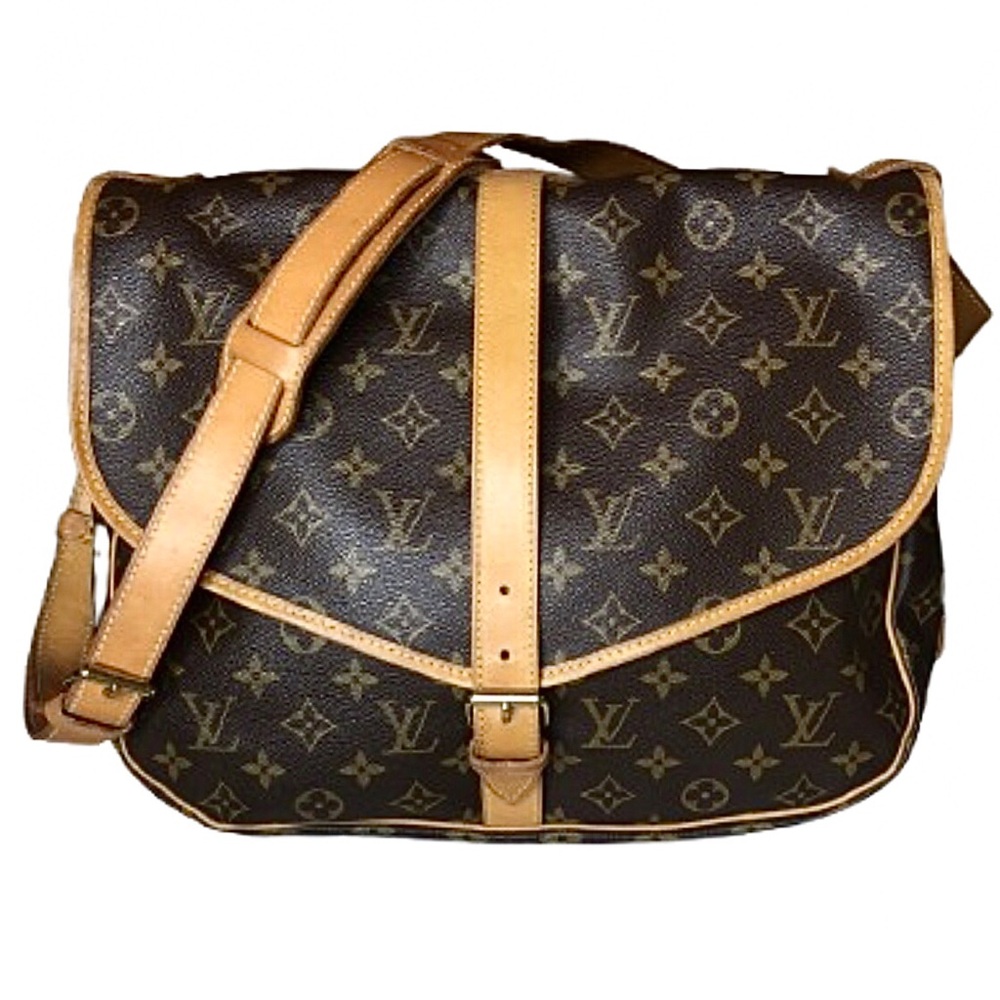 LOUIS VUITTON Saumur 35 Double Sided LV Monogram Messenger Bag w/ LV Dust Bag